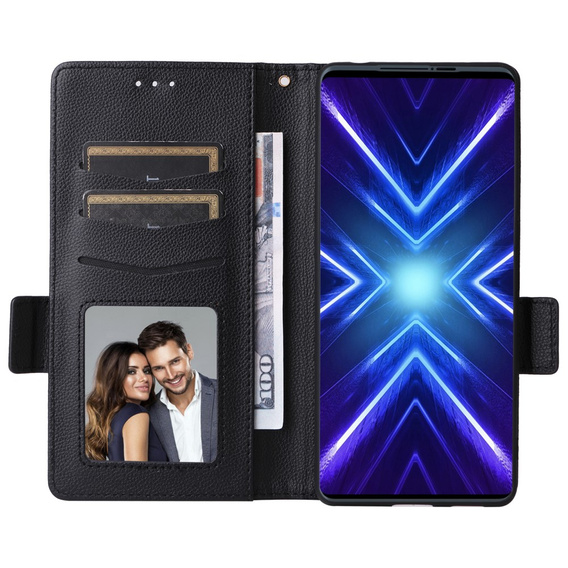 Huse pentru HTC U24 Pro 5G, Wallet Litchi Leather, negru