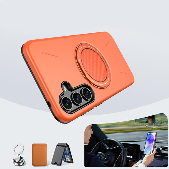 Husă MagSafe cu suport pentru Samsung Galaxy A57 5G, portocaliu