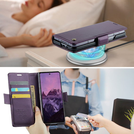 CASEME Litchi Wallet flip caz pentru Samsung Galaxy Z Fold7 5G