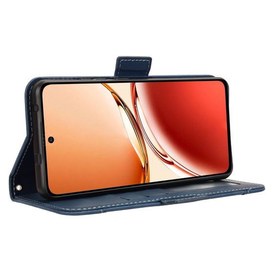 Cu clapetă pentru Oppo Reno 12FS / 12F, Card Slot, albastru închis