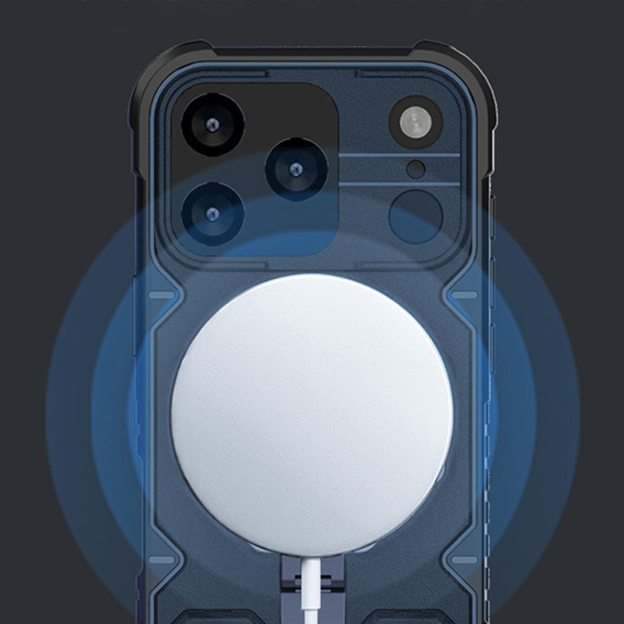Husă pentru iPhone 17 Pro Max, pentru MagSafe, blindată cu suport, albastru