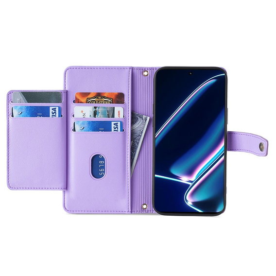 Cu clapetă pentru Realme 11 Pro 5G / Pro+ 5G, Wallet Zipper Pocket, violet