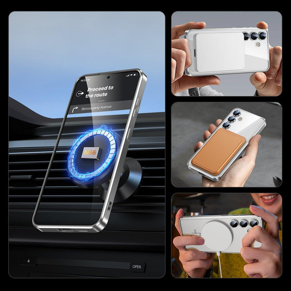 Husă pentru Samsung Galaxy A05s, Electro MagSafe, de argint + Sticlă pentru ecran
