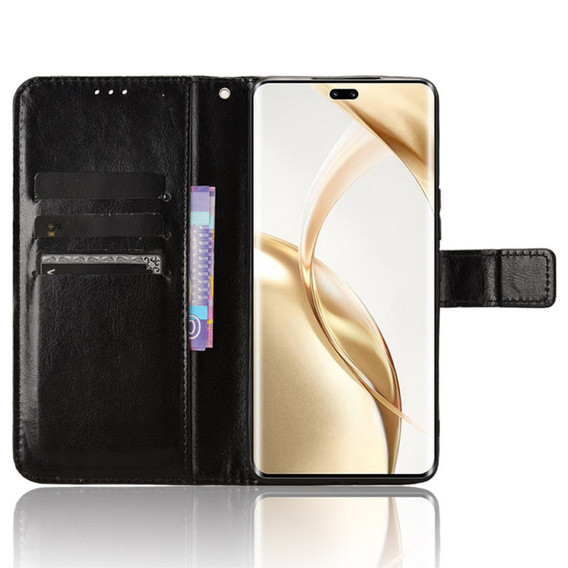 Cu clapetă pentru Honor 200 Pro 5G, Crazy Horse Wallet, negru