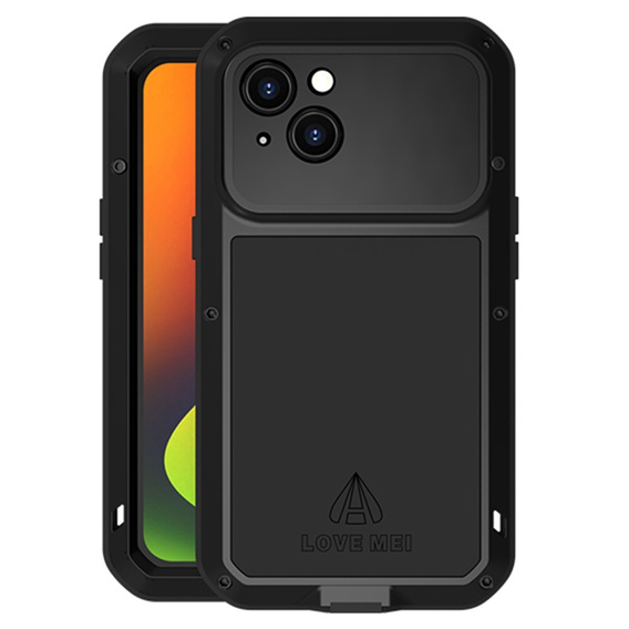 Love Mei Huse pentru iPhone 14, armored with glass, negru