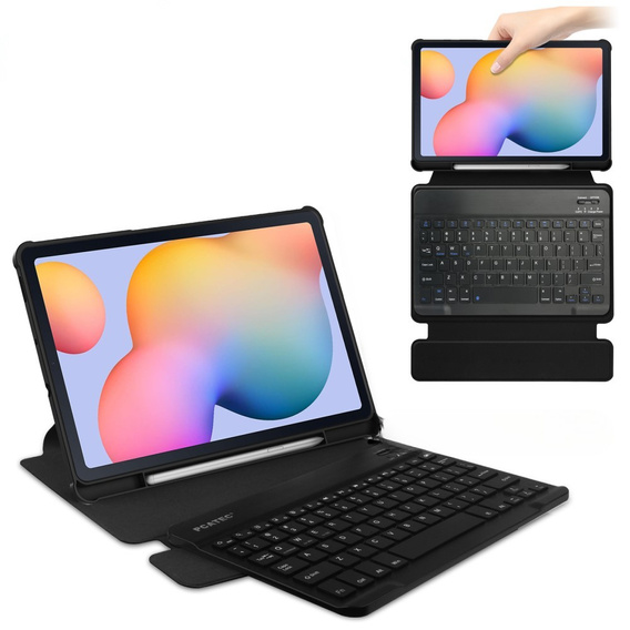 Husă pentru tastatură pentru Samsung Galaxy Tab S6 Lite 2024 / 2022 / 2020, Rotary 360° Leather, negru
