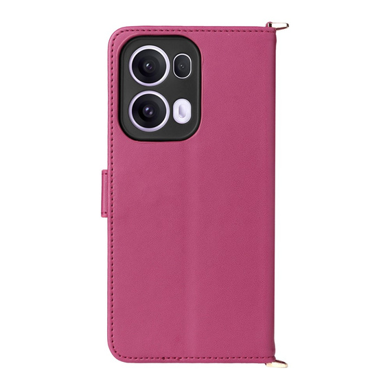 Carcasă cu clapetă pentru Oppo Reno 13 Pro 5G, Crossbody Leather Wallet, maroon
