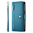 Cu clapetă pentru Samsung Galaxy A56 5G, Wallet Zipper Pocket, albastru