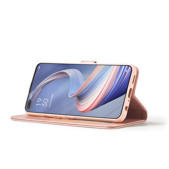Cu clapetă pentru Oppo Reno 4 Z 5G, LC.IMEEKE, roz rose gold