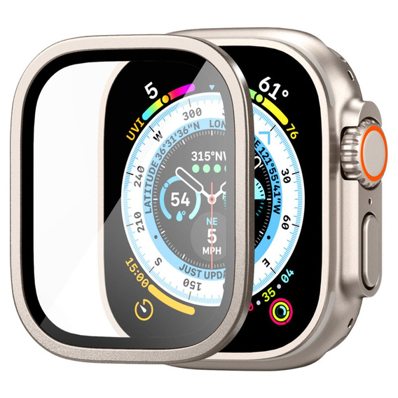 Szkło Hartowane SPIGEN GLAS.TR SLIM PRO do Apple Watch Ultra 49mm, z ramką, titanium / szare