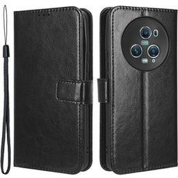 Cu clapetă pentru Honor Magic 5 Pro, Crazy Horse Wallet, negru