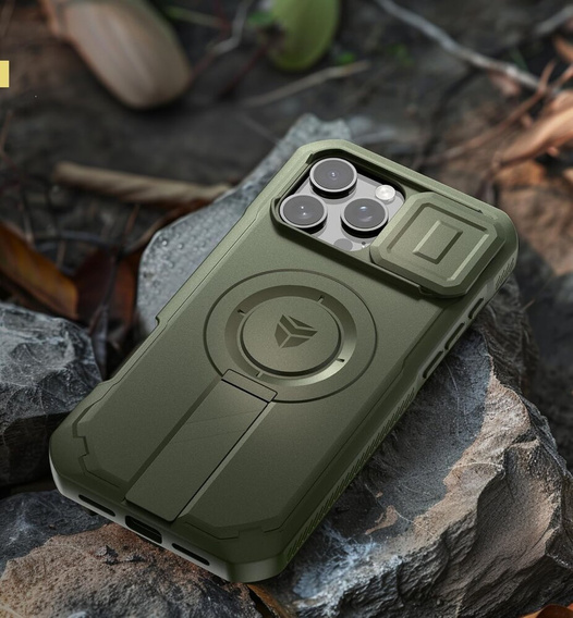 Husă blindată pentru iPhone 16 Pro Max, Dexnor CamProtect MagSafe, verde (Două rame)