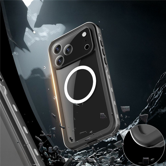 Husă pentru iPhone 17 Pro Max, IP68 rezistentă la apă, SHELLBOX MagSafe, negru