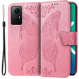 Cu clapetă pentru Xiaomi Redmi Note 12S, Butterfly, roz