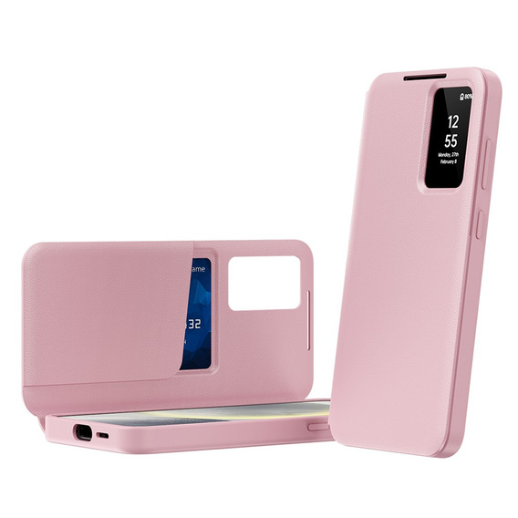 Husă cu clapetă pentru Samsung Galaxy A55 5G, Smart View Wallet, roz