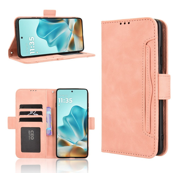 Cu clapetă pentru Motorola Edge 60 / 60 Fusion, Card Slot, roz