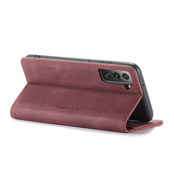 Husa CASEME pentru Samsung Galaxy S22+ Plus 5G, Leather Wallet Case, roșu