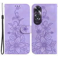 Cu clapetă pentru Oppo A60, Lily Flower, violet