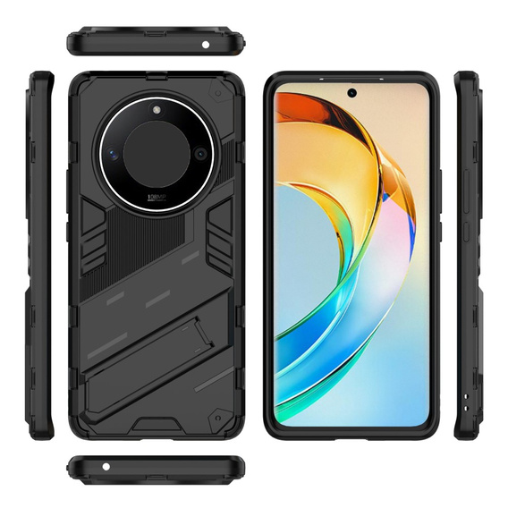 Husa pentru Honor Magic 6 Lite 5G, Military kickstand, negru