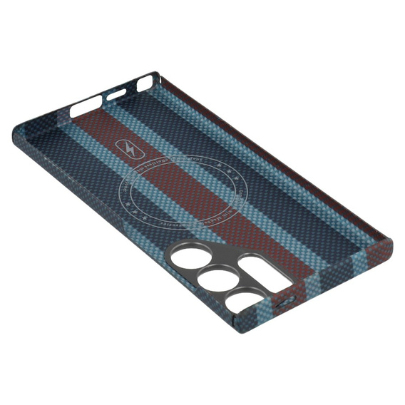 Carcasă pentru Samsung Galaxy S24 Ultra, Aramid Fiber Slim Case, pentru MagSafe, albastru / roșu