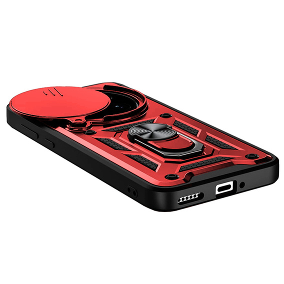 Husă blindată pentru Realme 14 Pro+ 5G, CamShield Slide, roșu