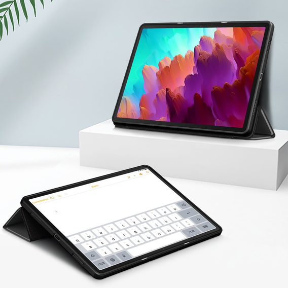 Husă pentru Lenovo Tab P12, Smartcase cu spațiu pentru stylus, negru