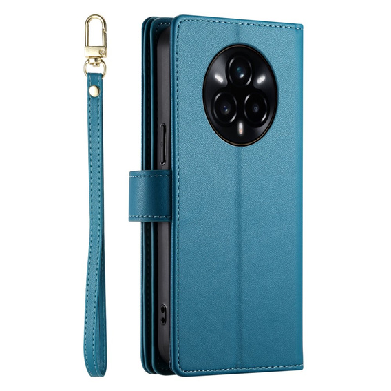 Cu clapetă pentru Realme 14 Pro 5G, Wallet Zipper Pocket, albastru