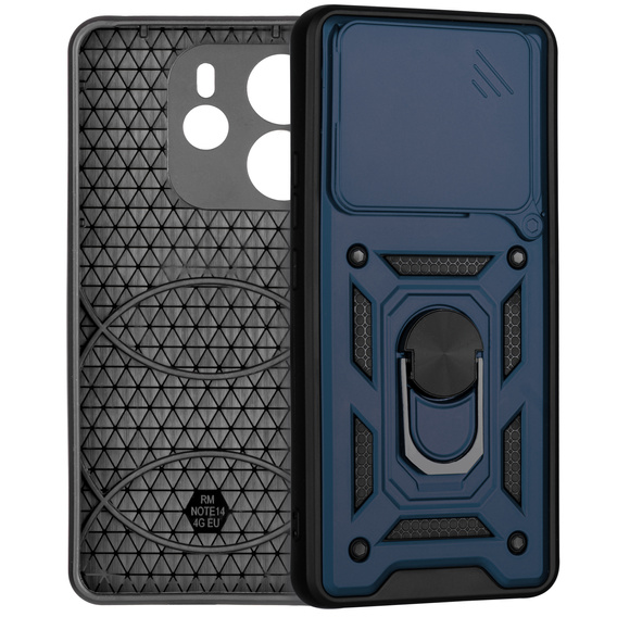 Husă blindată pentru Xiaomi Redmi Note 14 4G, CamShield Slide, albastru