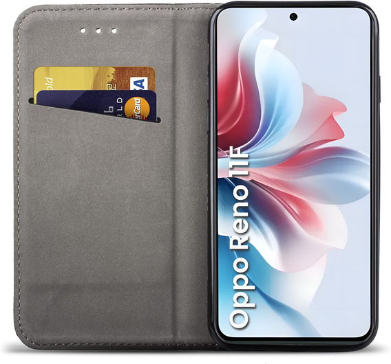Husă pentru Oppo Reno 11F 5G, Smart Magnet, albastru închis + sticlă 9H