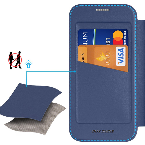 Husă Dux Ducis pentru iPhone Air, Skin X Pro, cu clapetă, pentru MagSafe, albastru marin