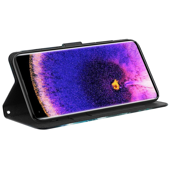 Cu clapetă pentru Oppo A17, Wallet, Marble albastru