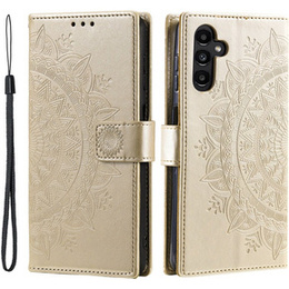 Cu clapetă pentru Samsung Galaxy S23 FE, Mandala, de aur