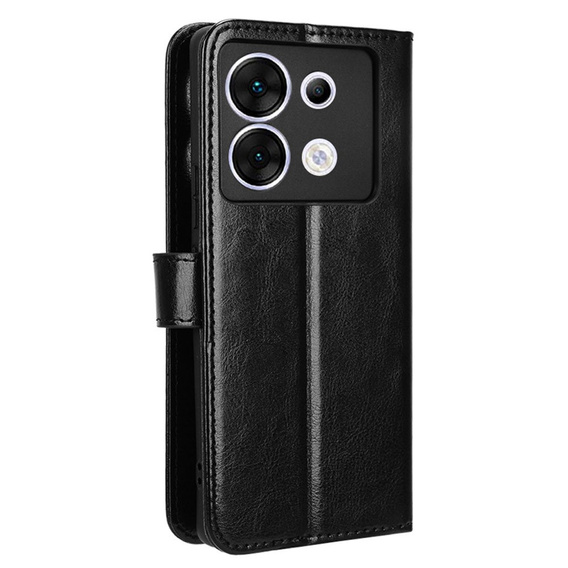 Cu clapetă pentru Infinix Zero 30 5G, Crazy Horse Wallet, negru