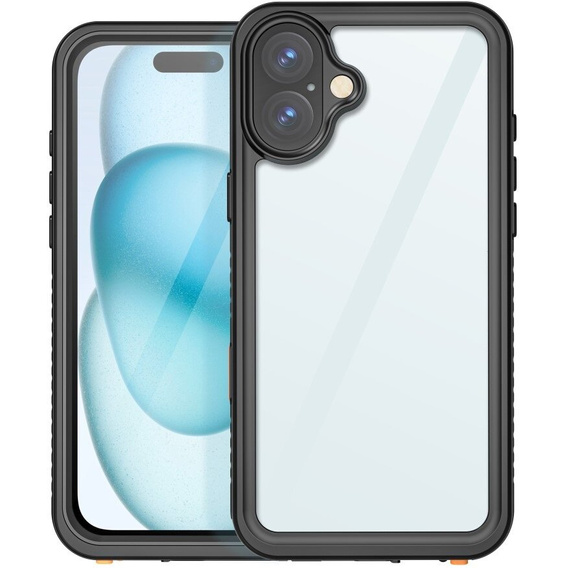Husă impermeabilă IP68 pentru iPhone 16 Plus, negru