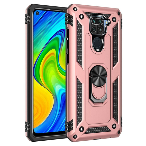 Husă blindată pentru Xiaomi Redmi Note 9, Nox Case Ring, roz rose gold