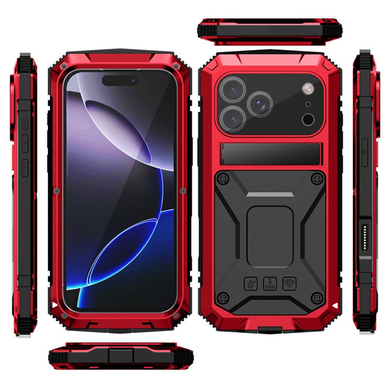 Husă R-JUST cu suport și sticlă încorporată pentru iPhone 17 Pro Max