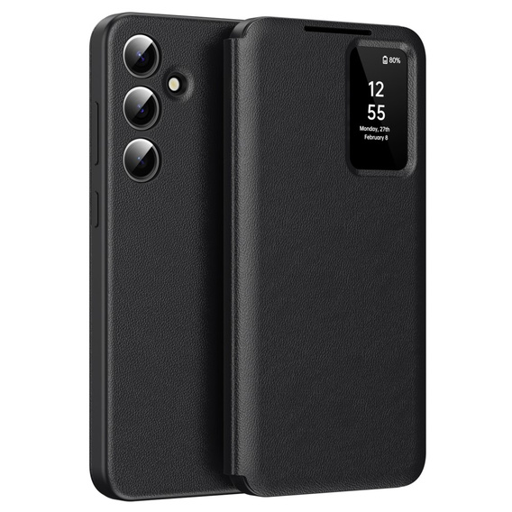 Husă cu clapetă pentru Samsung Galaxy S25, Smart View Wallet, negru