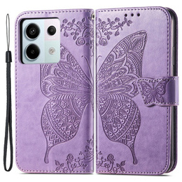 Cu clapetă pentru Xiaomi Redmi Note 13 Pro 5G, Butterfly, violet