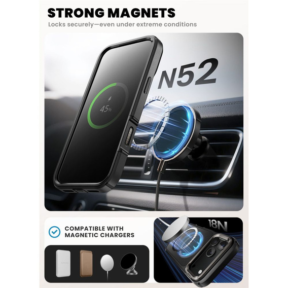 Carcasă Supcase pentru iPhone 17 Pro Max, IBLSN Ares Fip Magsafe, negru