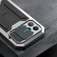 Husă pentru iPhone 13 Pro, R-JUST CamShield Slide, armată, de argint / negru