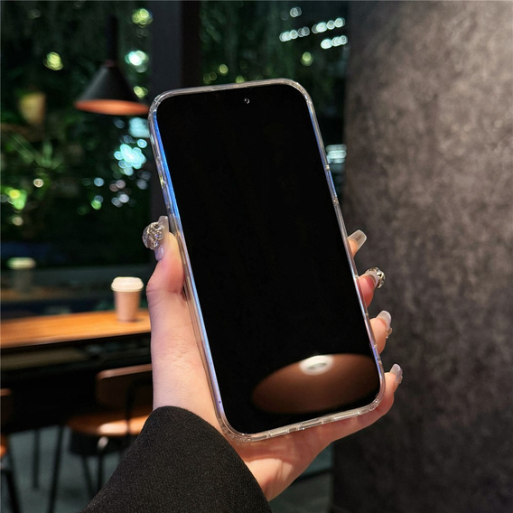 Husă magnetică cu model floral realizat cu laser pentru iPhone 16 Pro