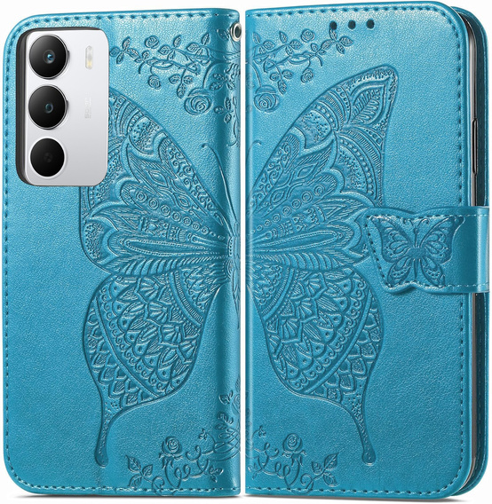 Cu clapetă pentru Realme C71, Butterfly, albastru