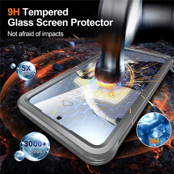Husă pentru Samsung Galaxy S25 FE, Shockproof, cu sticlă, pentru MagSafe, gri