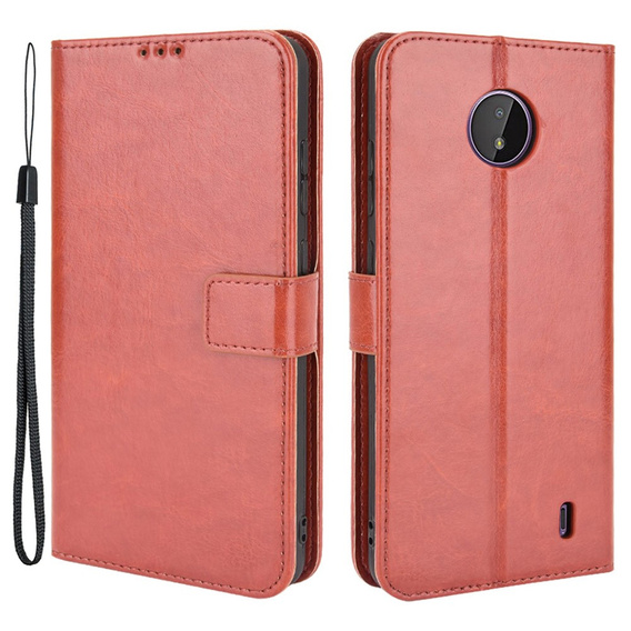 Cu clapetă pentru Nokia C10 / C20, Crazy Horse Wallet, maro