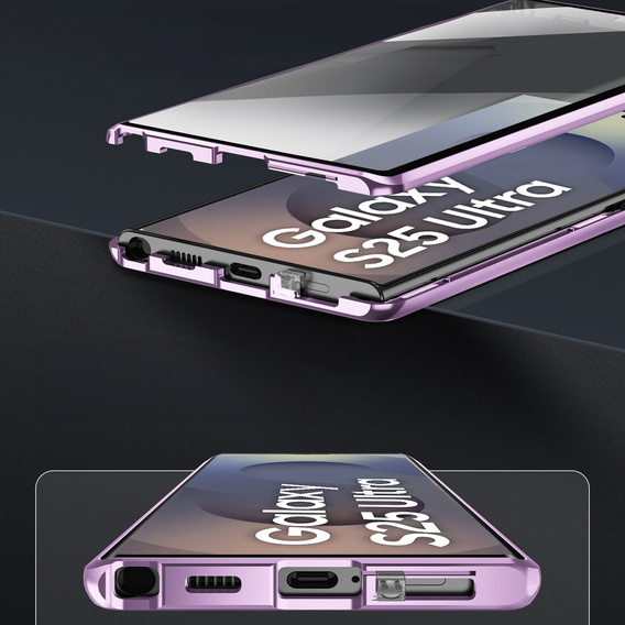 Husa pentru Samsung Galaxy S25 Ultra, Magnetic Dual Glass, violet