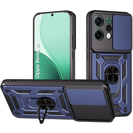Husă blindată pentru Oppo Reno 14, cu protecție pentru cameră, cu suport, albastru