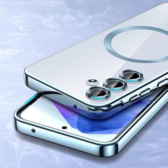 Husă pentru Samsung Galaxy A15 4G/5G, Electro MagSafe, albastru + Sticlă pentru ecran