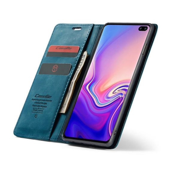 Husa CASEME pentru Samsung Galaxy S10, Leather Wallet Case, albastru