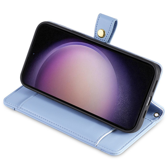 Cu clapetă pentru Samsung Galaxy A54 5G, Wallet Zipper Pocket, albastru