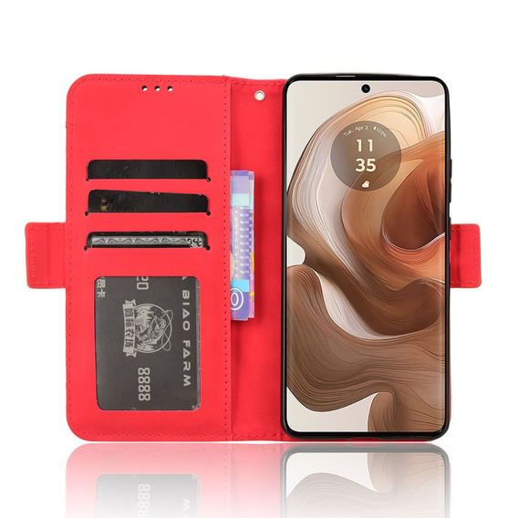 Cu clapetă pentru Motorola Edge 50 Ultra, Card Slot, roșu